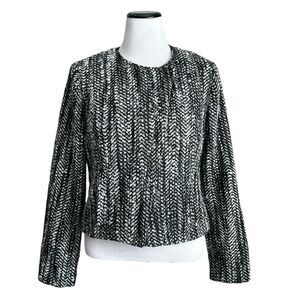 CAbi #529 Over The Moon Wool Tweed Osprey Mockingbird Moto Jacket Coat Size 14